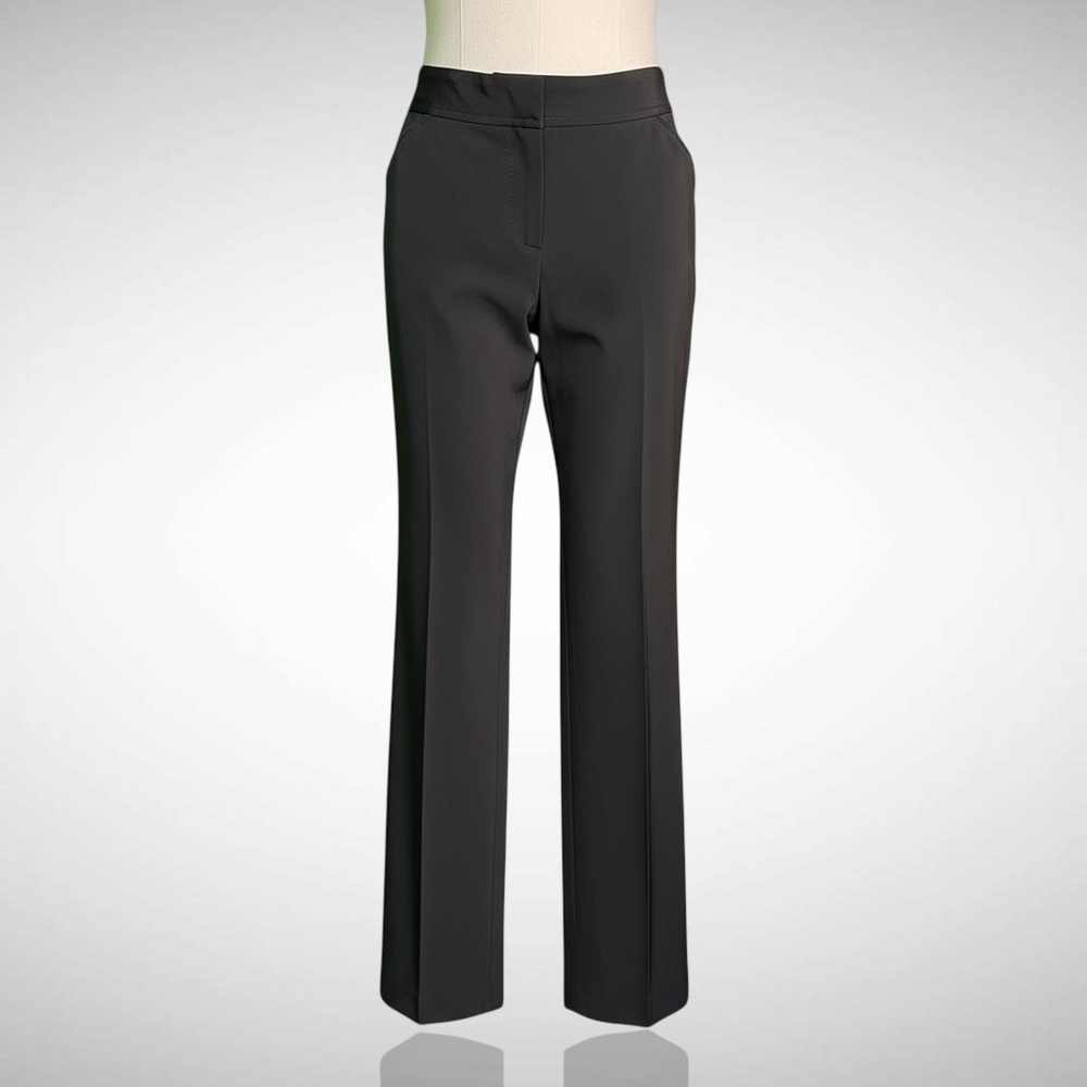 Theory Black High Sheen Mid-Rise Pleated Work Trousers Size 10